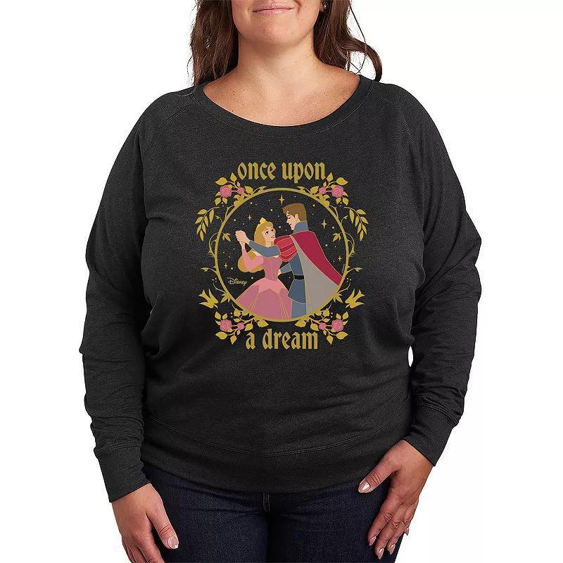 Disney's Sleeping Beauty Aurora & Prince Phillip Plus Size Once Upon A Dream French Terry Long Sleeve Tee, Women's, Size: 3XL, Heather Grey Product Image