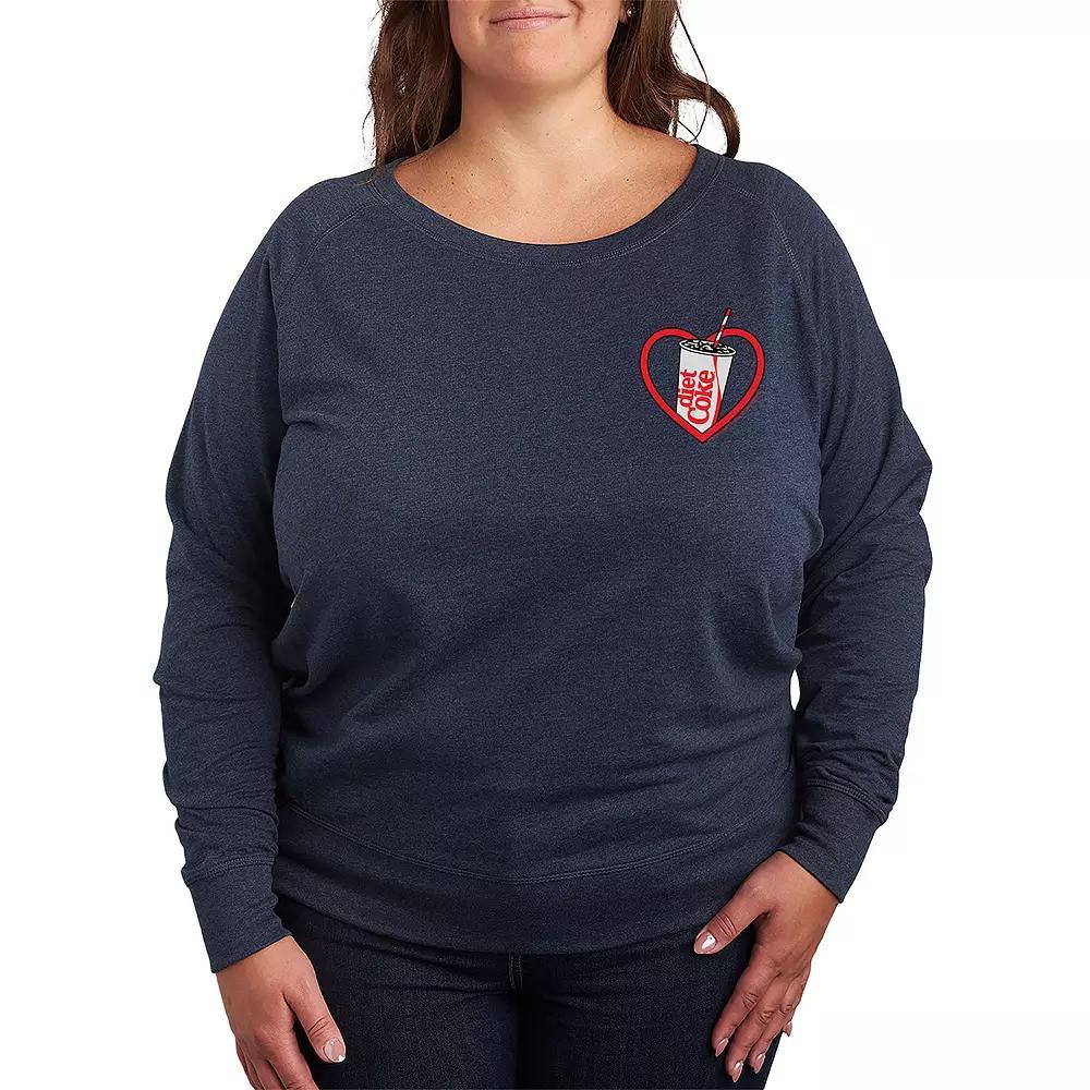 Plus Size Diet Coke Heart French Terry Long Sleeve Tee, Women's, Size: 3XL, Grey Indigo Product Image