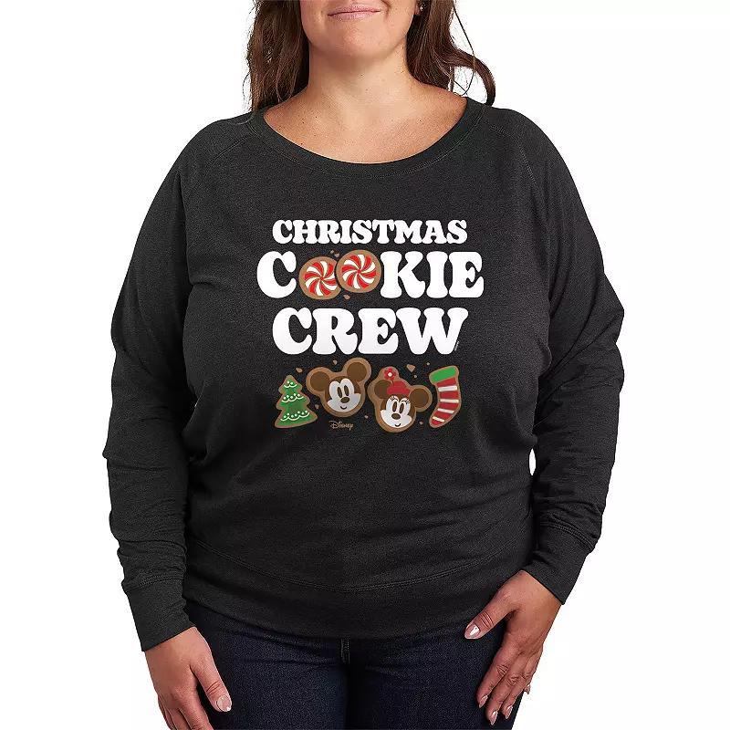 Disney's Mickey & Minnie Mouse Plus Size Christmas Cookie Crew French Terry Long Sleeve Tee, Women's, Size: 1XL, Grey Heather Product Image