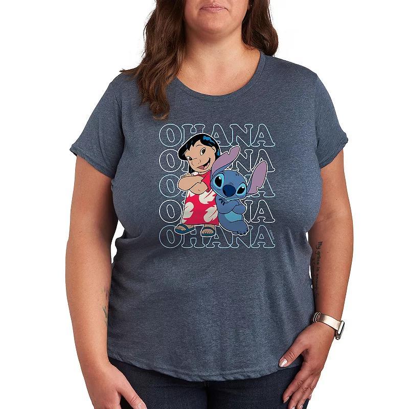 Disney's Lilo & Stitch Plus Ohana Repeated Graphic Tee, Women's,  Product Image
