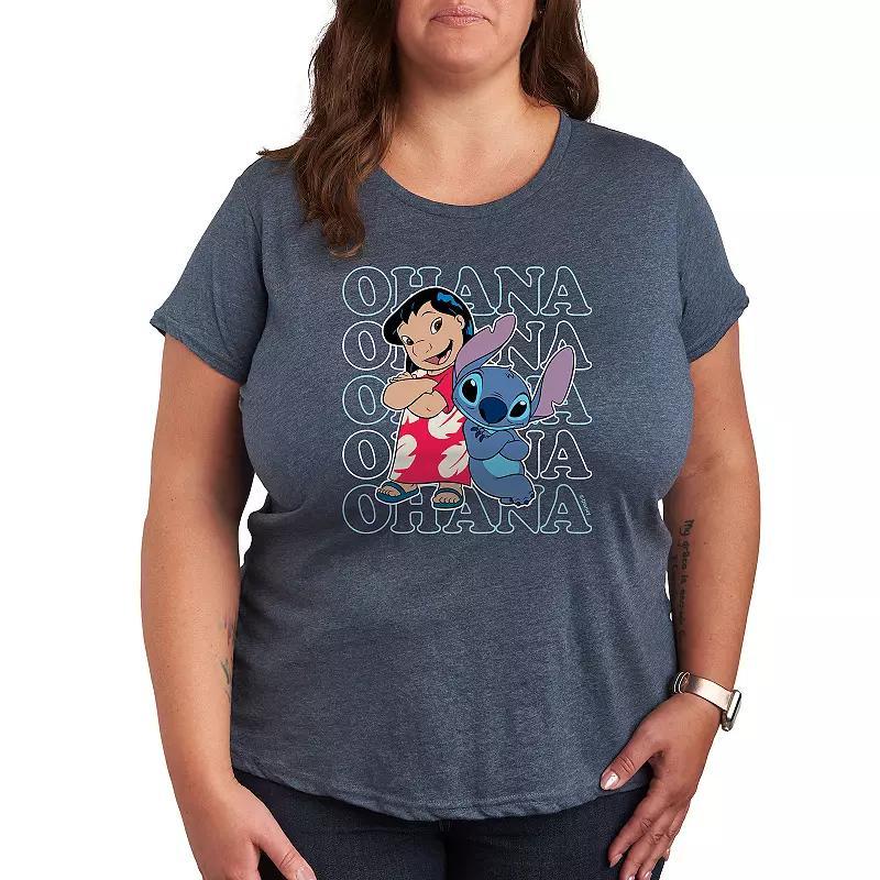 Disney's Lilo & Stitch Plus Ohana Repeated Graphic Tee, Women's,  Product Image