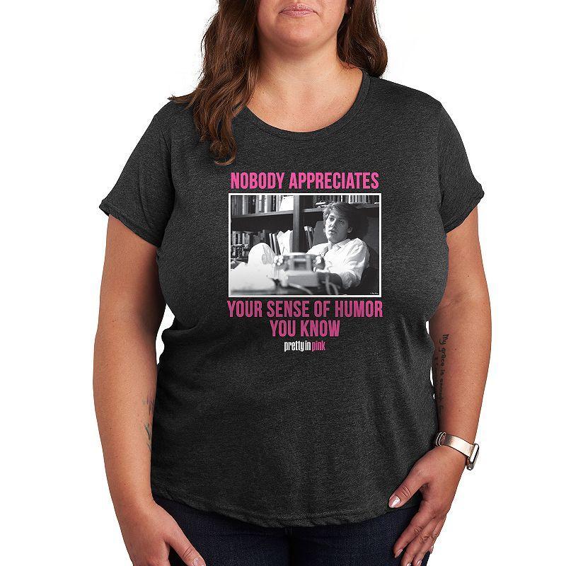 Plus Pretty in Pink Nobody Humor Graphic Tee, Womens Heather Grey Product Image