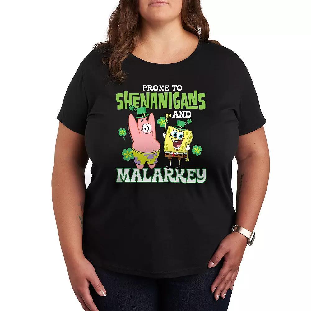 Plus SpongeBob SquarePants Shenanigans And Malarkey Graphic Tee, Women's, Size: 3XL, Black Product Image