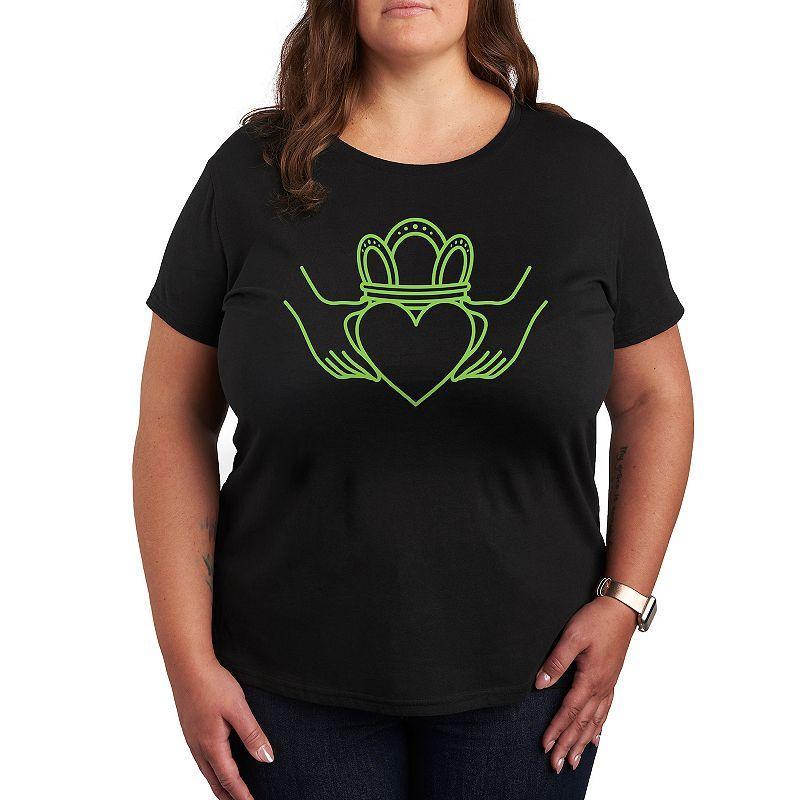 Plus Claddagh Symbol Graphic Tee, Women's, Size: 1XL, Heather Grey Product Image