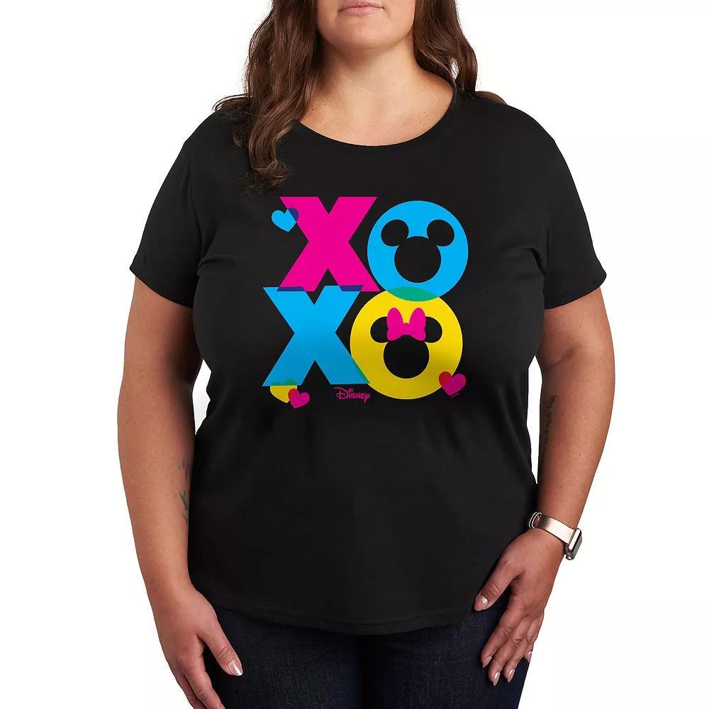 Disney's Mickey & Minnie Mouse Plus Size XOXO Stacked Graphic Tee, Women's, Size: 2XL, Black Product Image