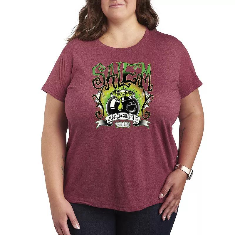 Plus Size Salem Witchy Collegiate Graphic Tee, Women's, Size: 3XL, Grey Gray Product Image