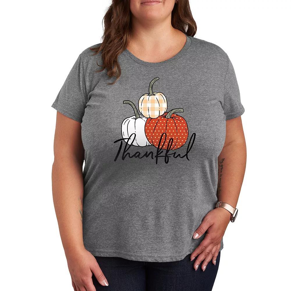 Plus Size Thankful Pumpkins Graphic Tee, Womens Grey Gray Product Image
