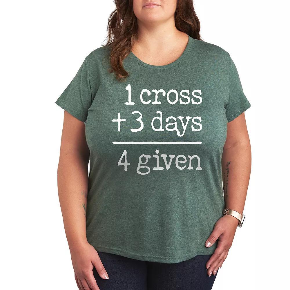 Plus Size One Cross Three Days Graphic Tee, Women's, Size: 3XL, Grey Green Product Image