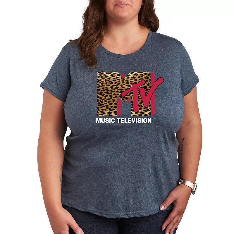 Plus Size MTV Leopard Print Logo Tee, Womens Product Image