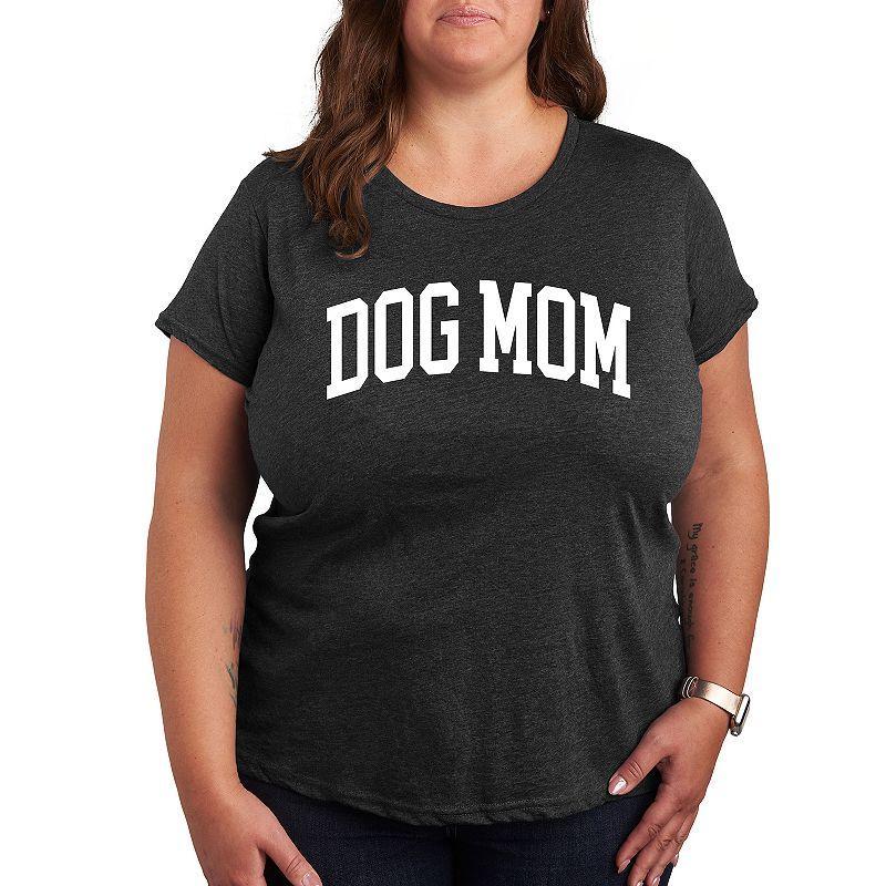 Plus Dog Mom Collegiate Graphic Tee, Womens Heather Grey Product Image