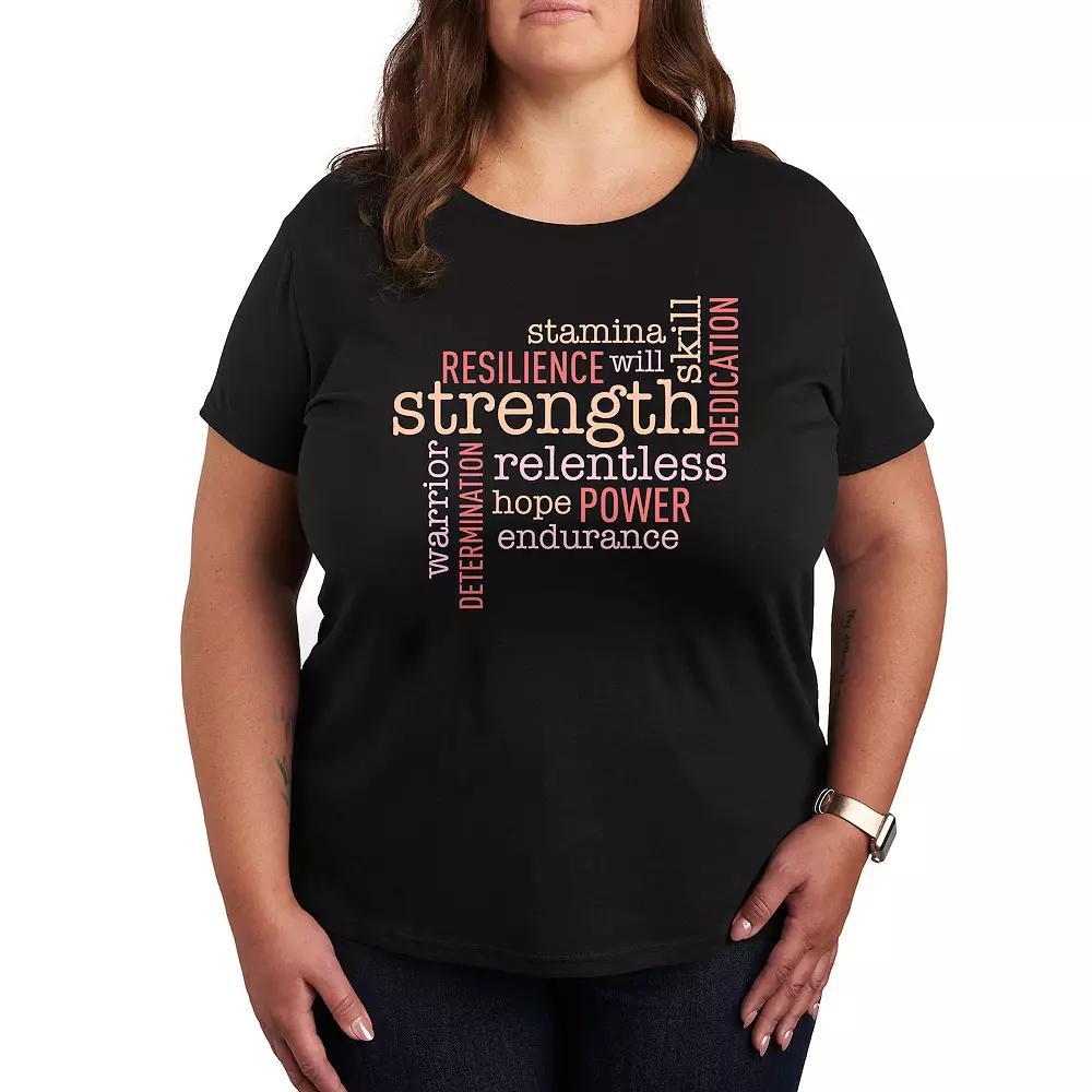 Plus Empowering Words Graphic Tee, Women's, Size: 1XL, Black Product Image