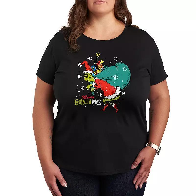 Plus Dr. Seuss The Grinch Grinchmas Toy Bag Graphic Tee, Women's, Size: 2XL, Black Product Image