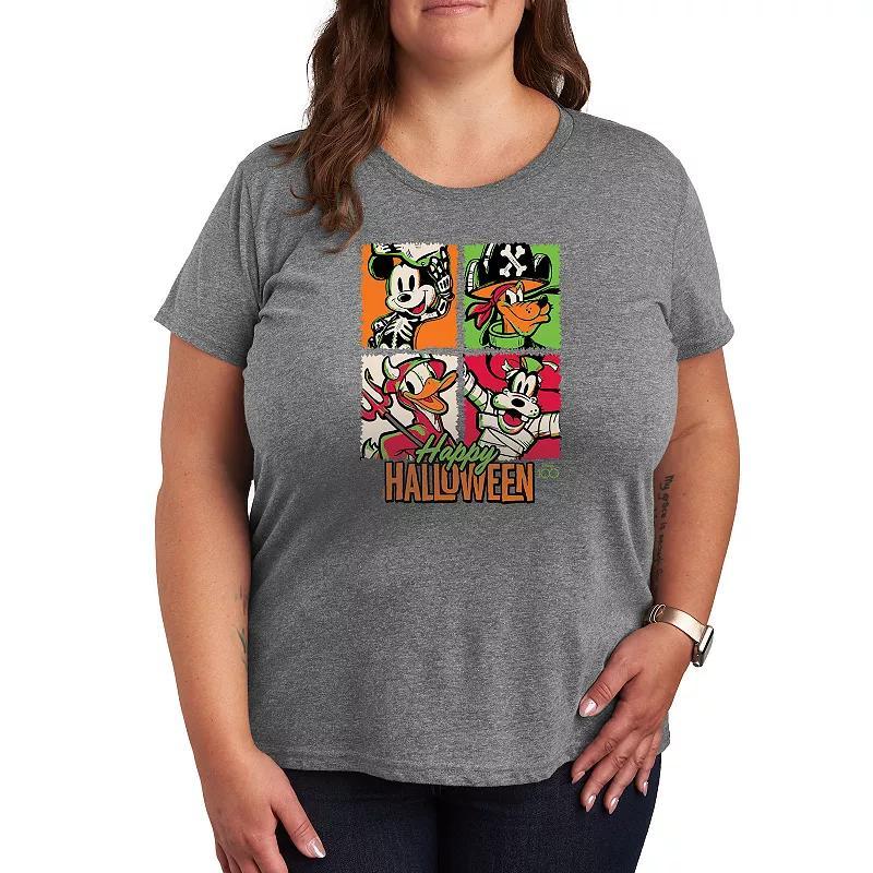 Disneys Mickey Mouse Happy Halloween Grid Plus Size Graphic Tee, Womens Product Image