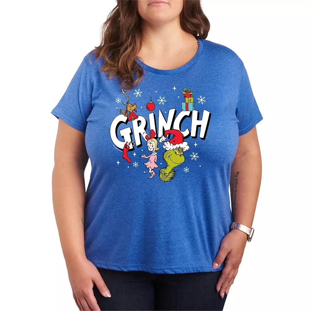 Plus Size Dr. Seuss Grinch Group Graphic Tee, Women's, Size: 3XL, Grey Royal Blue Product Image