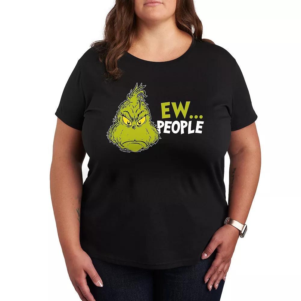 Plus Dr. Seuss The Grinch Ew People Graphic Tee, Womens Grey Heather Product Image