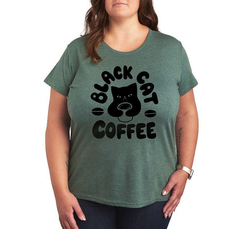 Plus Black Cat Coffee Graphic Tee, Women's,  Product Image