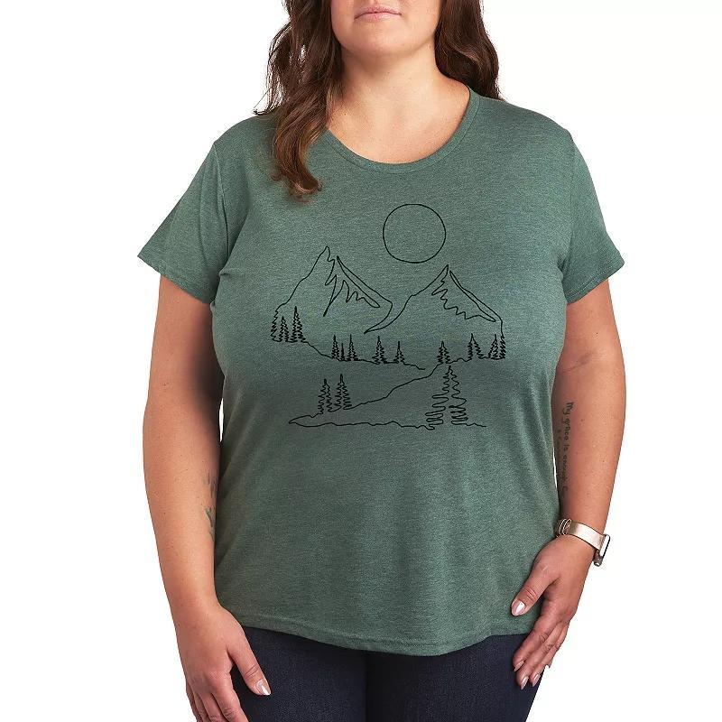 Plus Mickeys Vintage Logo Graphic Tee, Women's, Size: 1XL, Grey Green Product Image