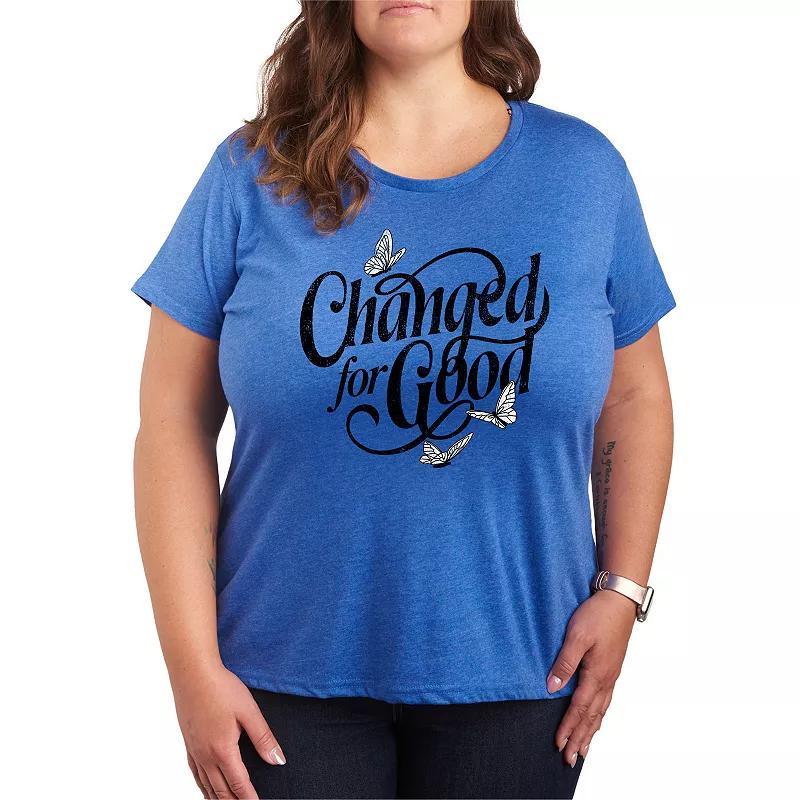 Plus Size Changed For Good Butterflies Graphic Tee, Women's, Size: 4XL, Grey Green Product Image