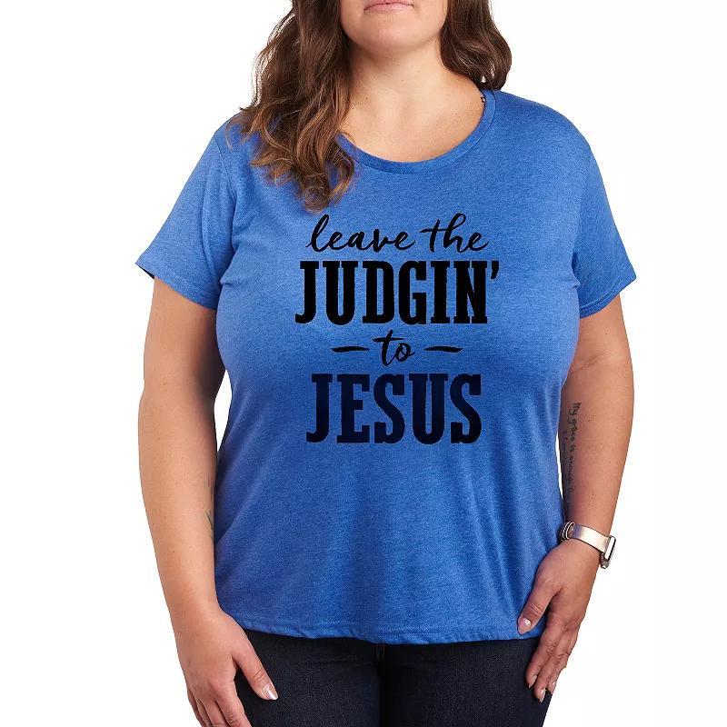 Plus Leave The Judgin' To Jesus Graphic Tee, Women's, Size: 3XL, Grey Royal Blue Product Image