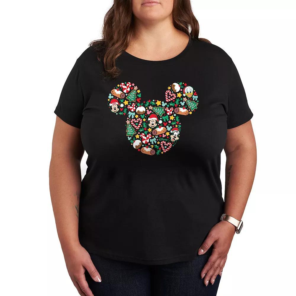 Disney's Mickey Mouse Plus Christmas Silhouette Graphic Tee, Women's, Size: 1XL, Black Product Image