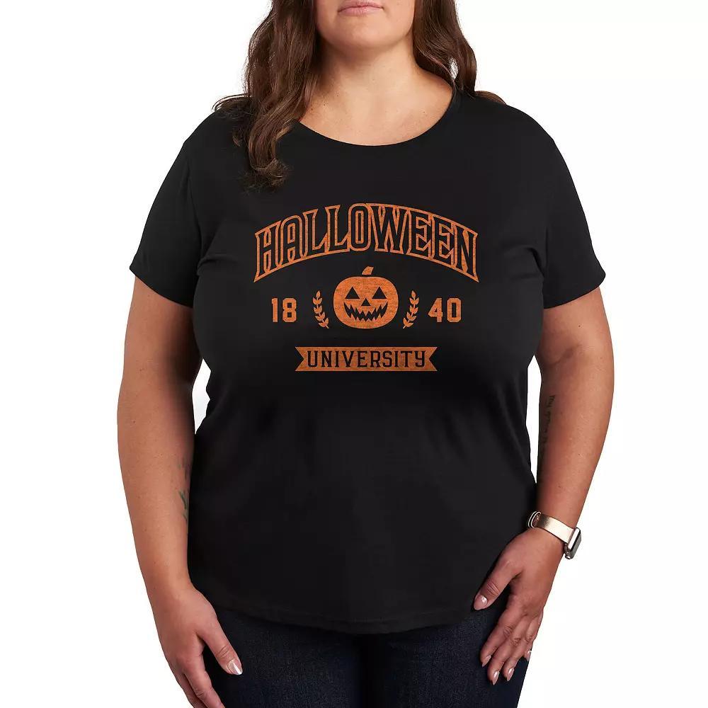 Plus Size Halloween University Graphic Tee, Women's, Size: 1XL, Black Product Image