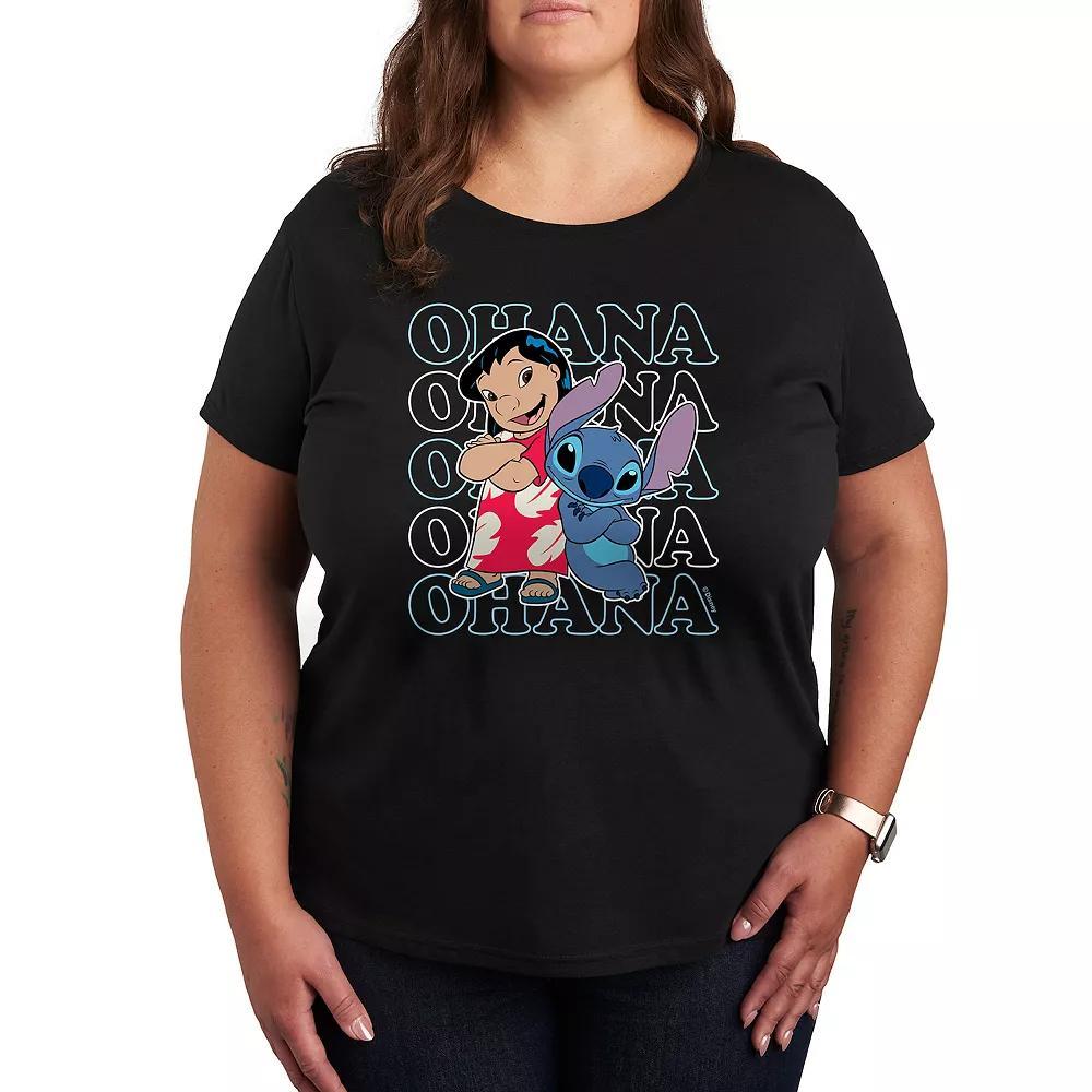 Disney's Lilo & Stitch Plus Ohana Repeated Graphic Tee, Women's,  Product Image