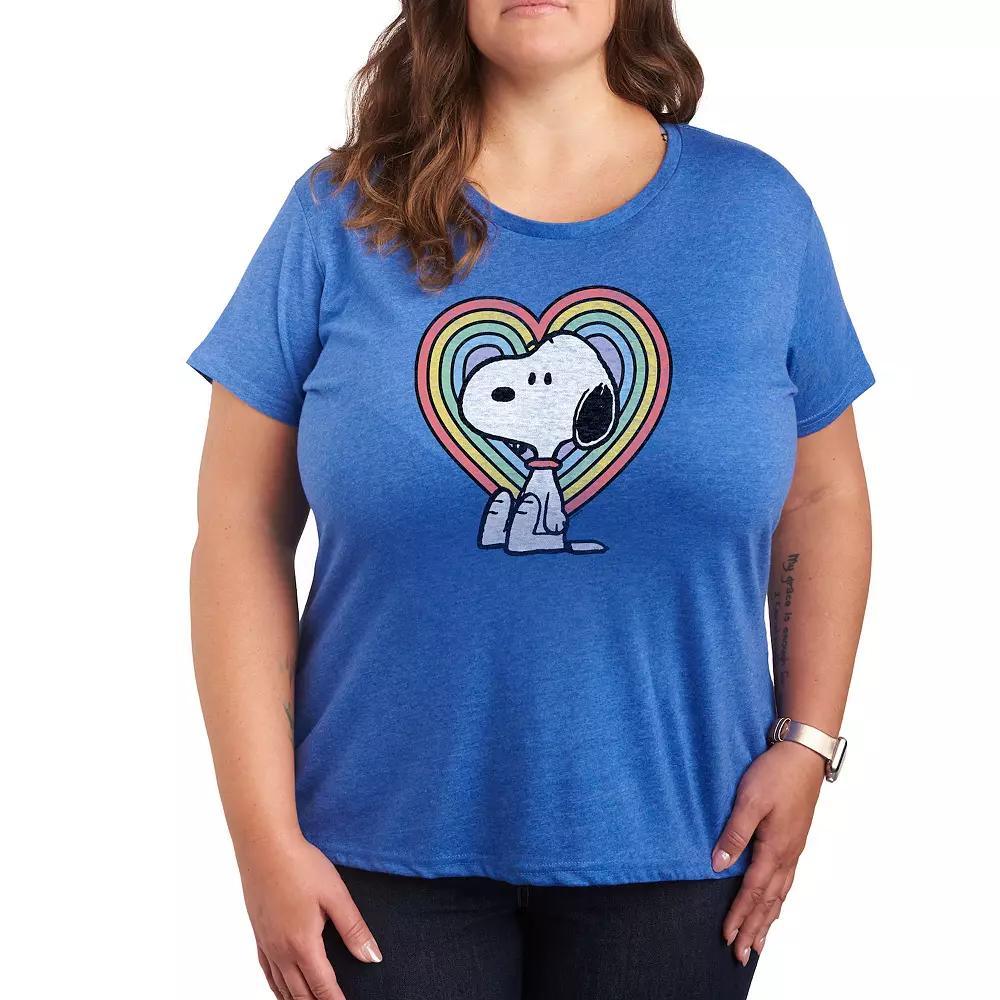 Plus Peanuts Charlie Snoopy Logo Graphic Tee, Women's, Size: 4XL, Grey Royal Blue Product Image