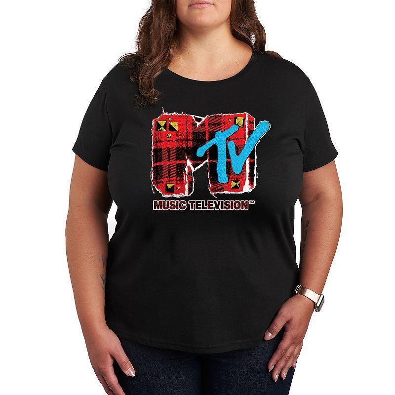 Women's MTV Grunge Plaid Graphic Tee, Size: XL, Black Product Image