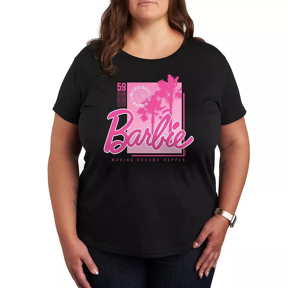 Plus Size Barbie Pink Core Graphic Tee, Women's, Size: 1XL, Black Product Image