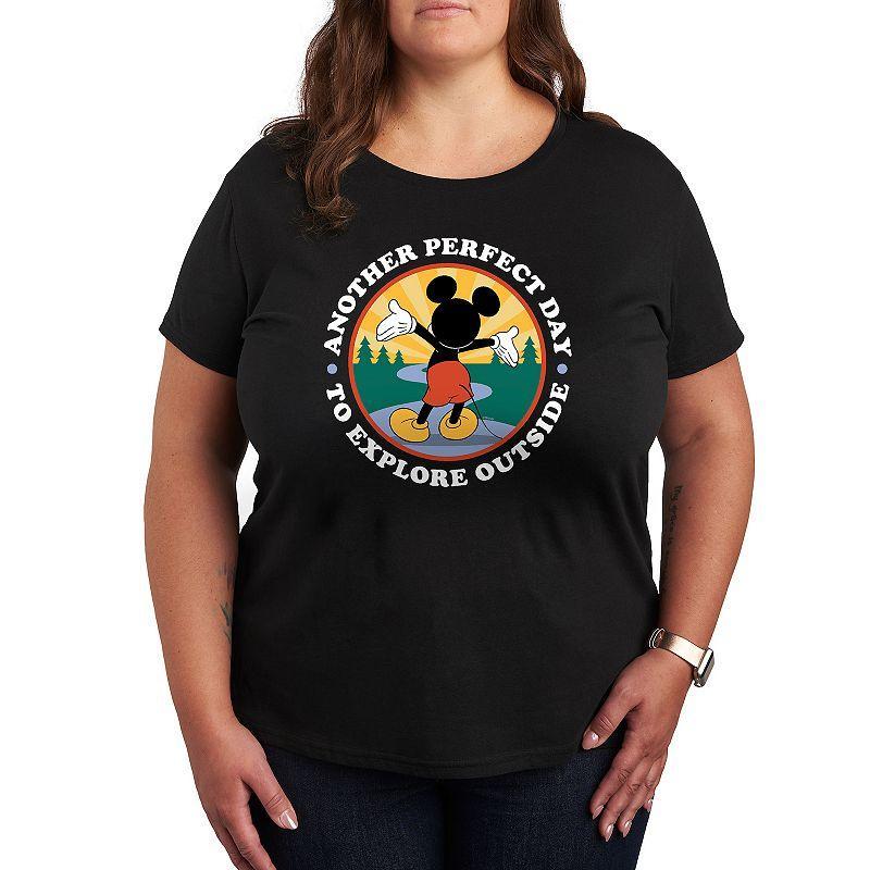 Disney's Mickey Mouse Plus Explore Outside Graphic Tee, Women's, Size: 2XL, Grey Green Product Image