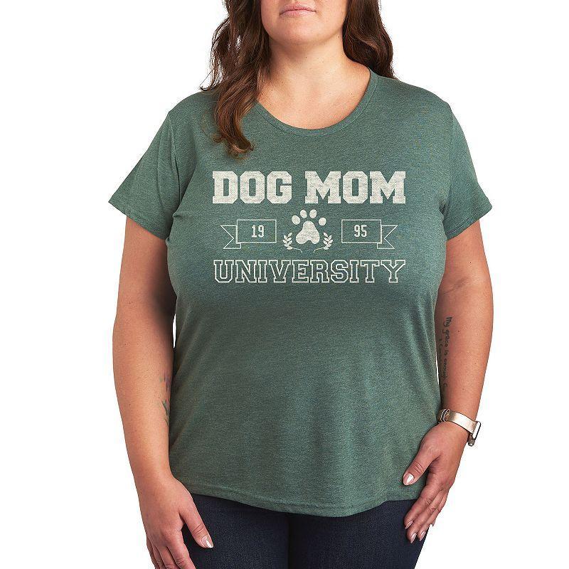 Plus Size Dog Mom University Graphic Tee, Womens Grey Green Product Image