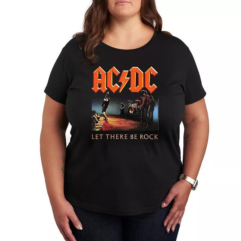 Plus ACDC Let There Be Rock Graphic Tee, Women's, Size: 2XL, Grey Gray Product Image