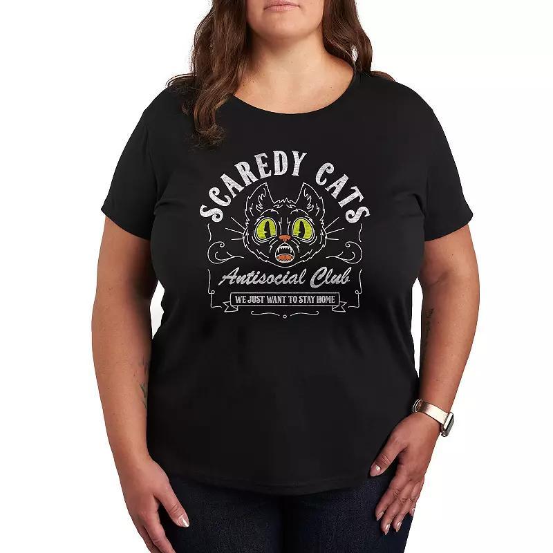 Women's Scaredy Cats Halloween Tee, Girl's, Size: XXL, Black Product Image