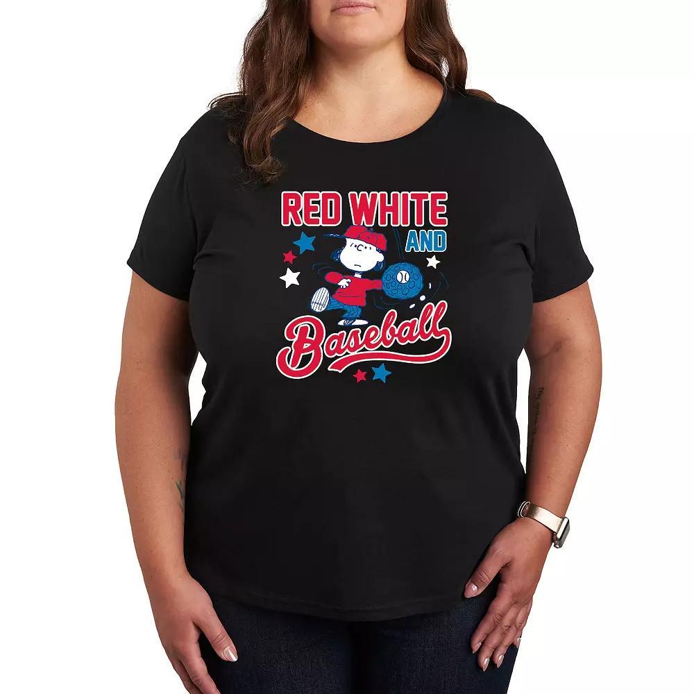 Plus Peanuts Red White Baseball Lucy Graphic Tee, Women's,  Product Image