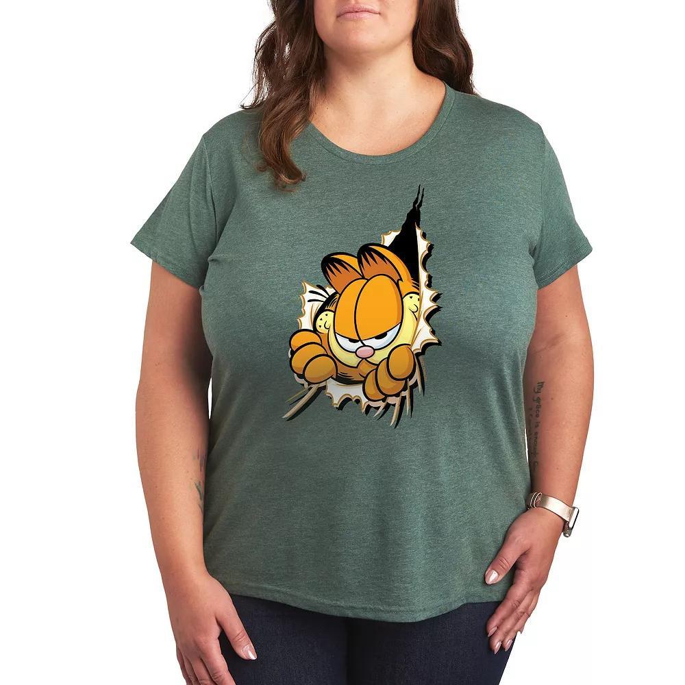 Plus Garfield Peeking Out Graphic Tee, Women's,  Product Image