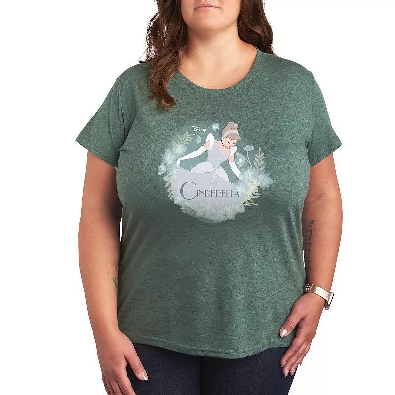 Disney Princess Cinderella Plus Graphic Tee, Women's, Size: 4XL, Grey Green Product Image