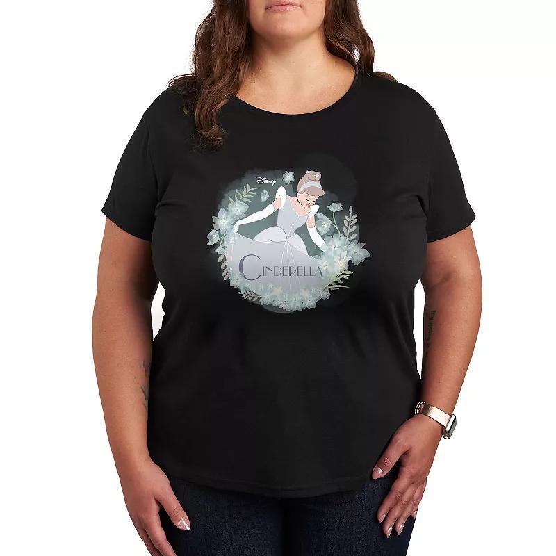 Disney Princess Cinderella Plus Graphic Tee, Women's, Size: 4XL, Grey Green Product Image