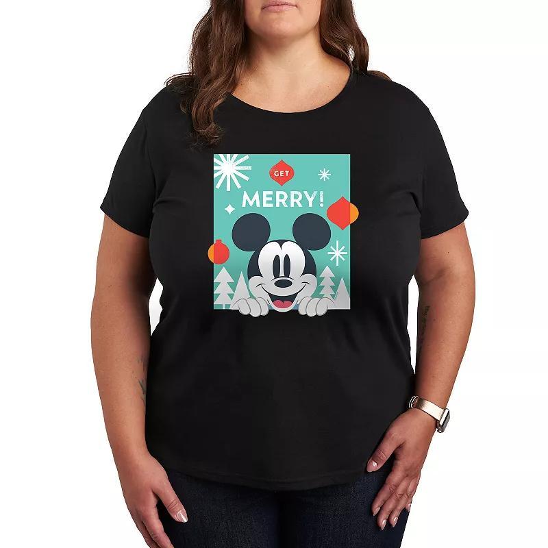 Disneys Mickey Mouse Plus Get Merry Graphic Tee, Womens Product Image