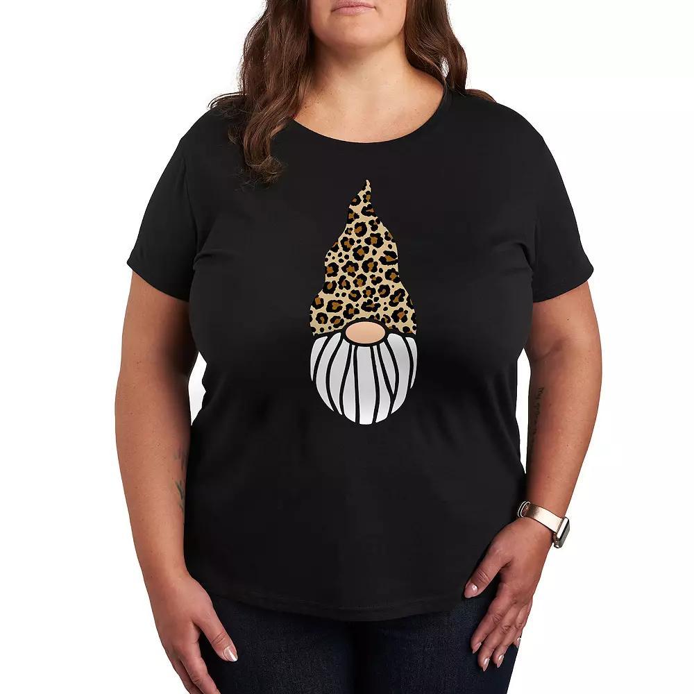 Plus Leopard Print Gnome Graphic Tee, Women's,  Product Image