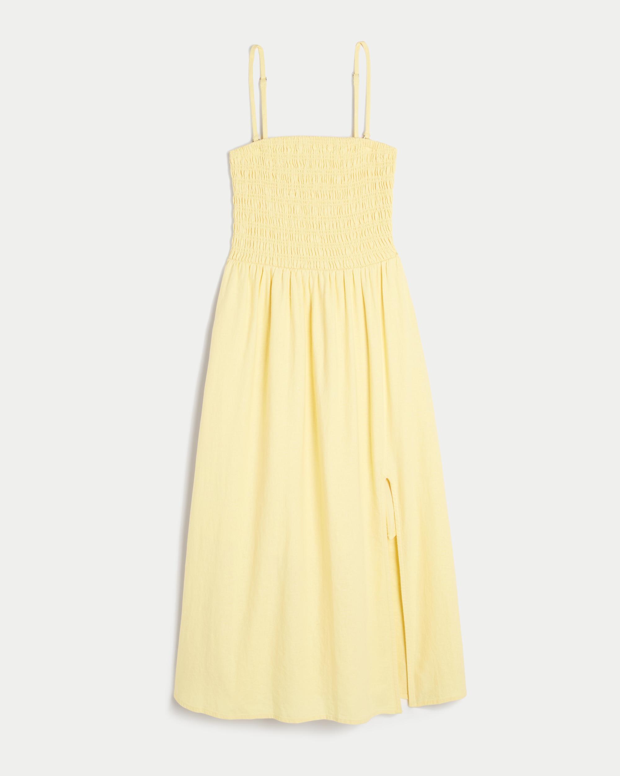Strapless Linen-Blend Midi Dress Product Image