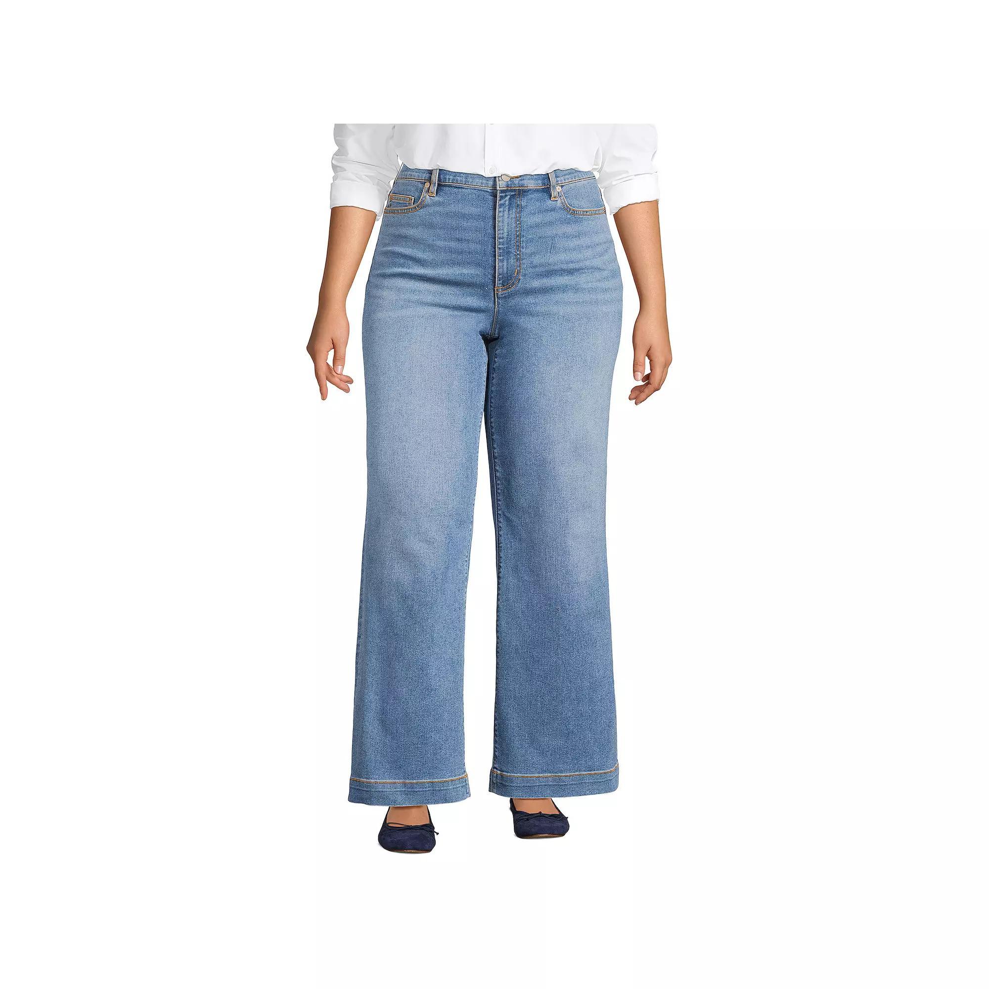 Plus Size Lands' End High-Rise Wide Leg Jeans, Women's, Size: 20WX32, Beau Blue Product Image