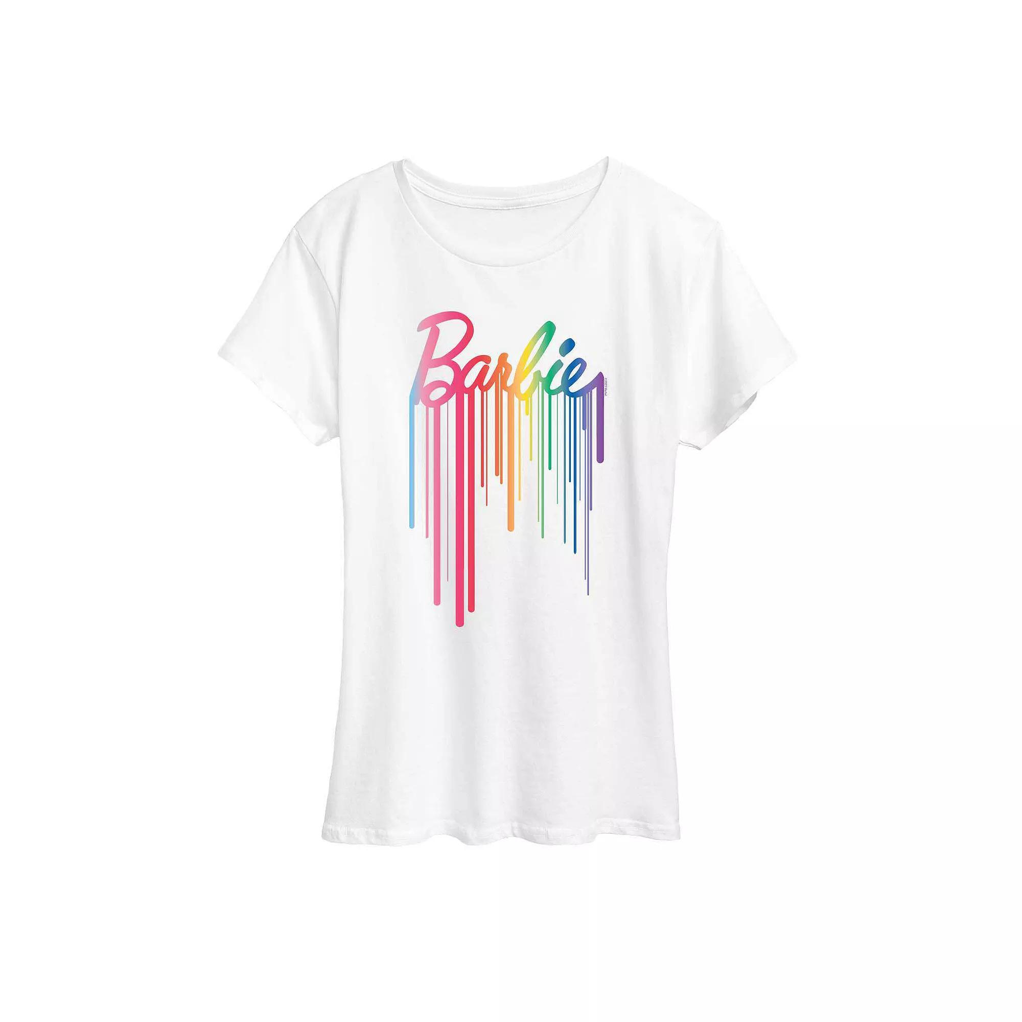 Women's Barbie® Logo Rainbow Drip Graphic Tee, Girl's, Size: XXL, White Product Image