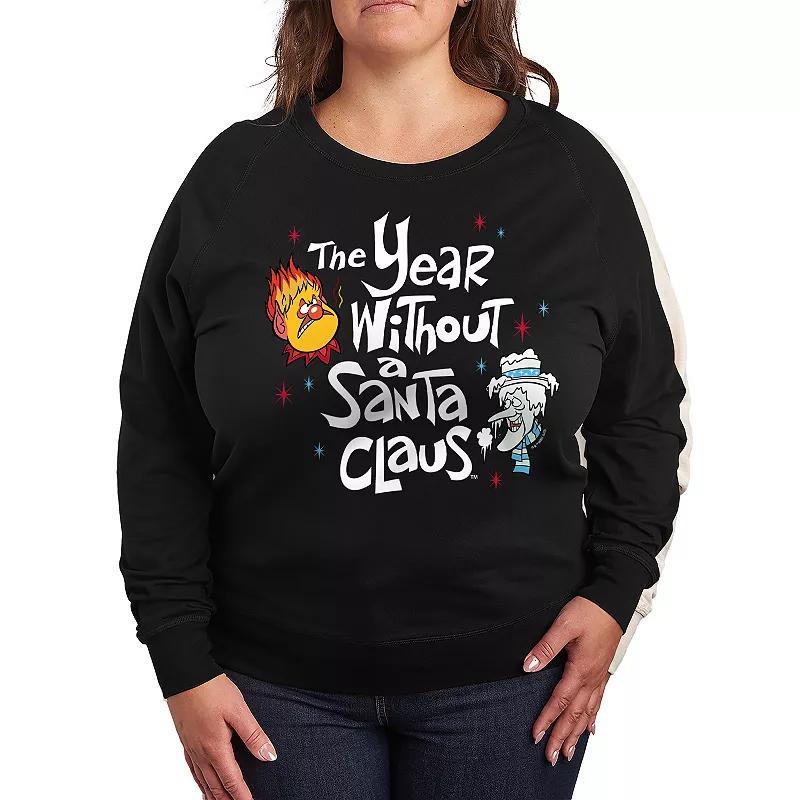 Plus Size The Year Without a Santa Claus Heat Miser And Snow Miser French Terry Long Sleeve Tee, Women's, Size: 3XL, Black Product Image