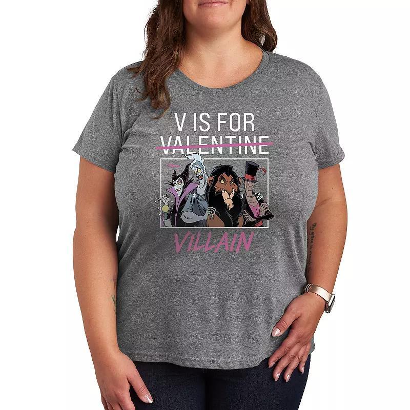 Disney's Villains V For Valentine Plus Graphic Tee, Women's, Size: 4XL, Grey Gray Product Image