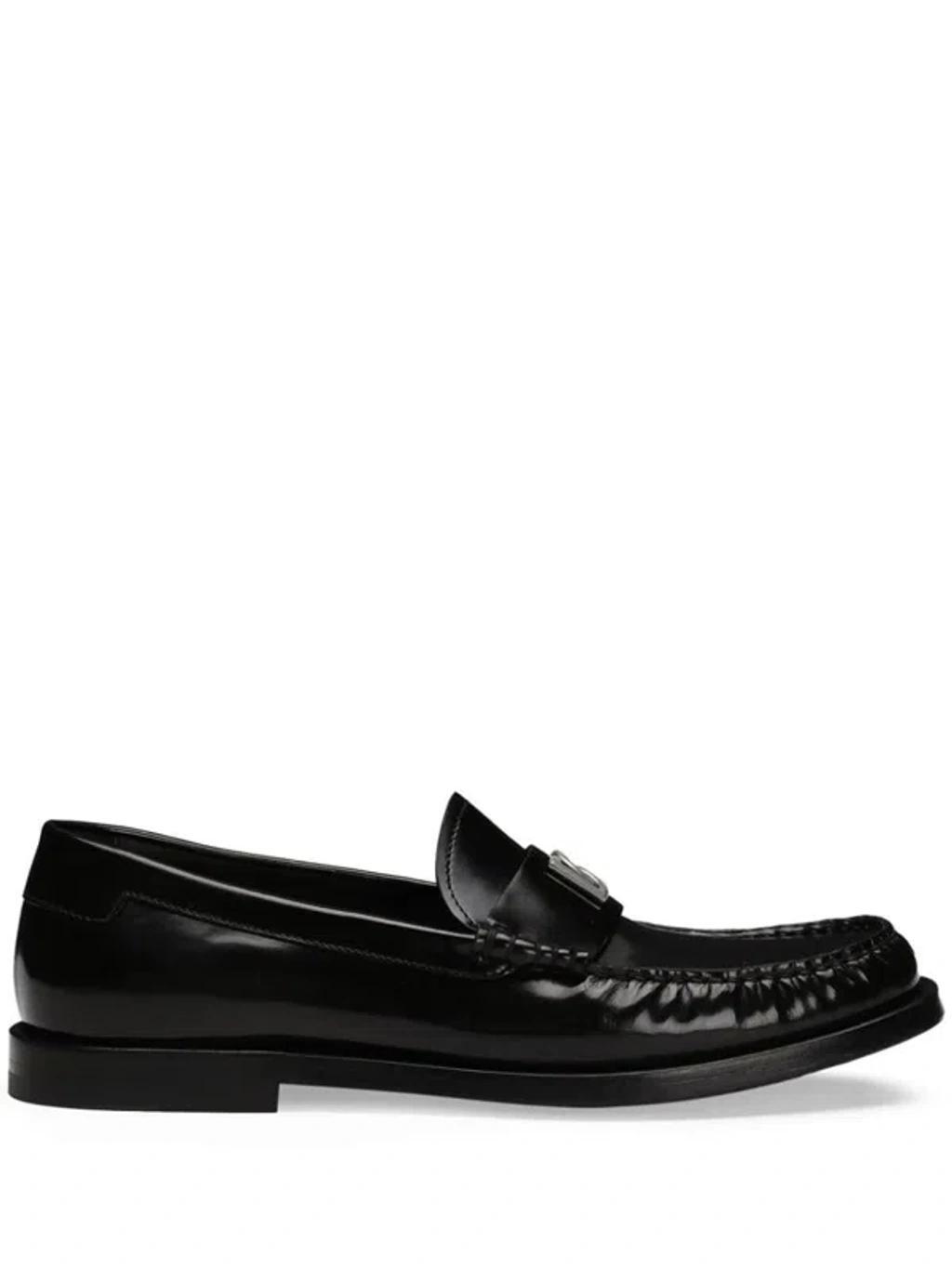 DOLCE & GABBANA Logo-plaque Loafers In Black Product Image