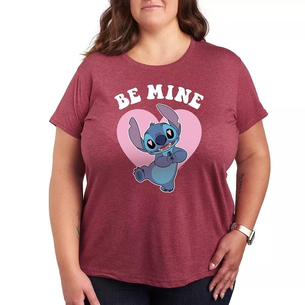 Disney's Lilo & Stitch Plus Be Mine Graphic Tee, Women's, Size: 3XL, Grey Dark Red Product Image