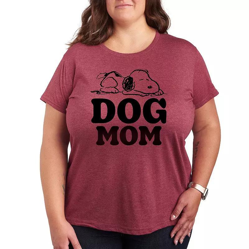 Plus Peanuts Snoopy Dog Mom Graphic Tee, Women's, Size: 3XL, Grey Red Product Image