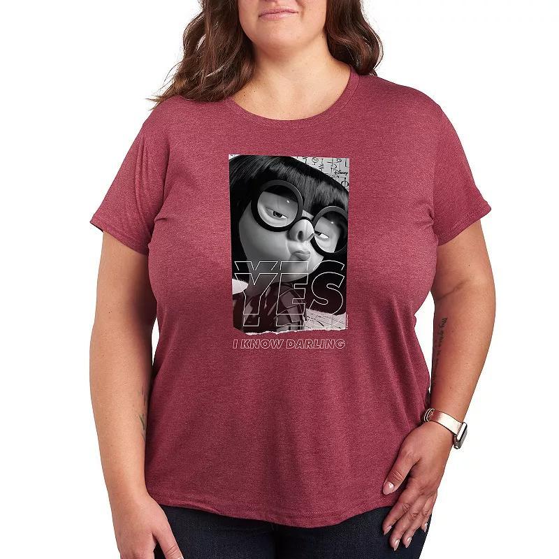 Disney / Pixar's The Incredibles Edna Plus Yes Darling Graphic Tee, Women's, Size: 2XL, Grey Red Product Image