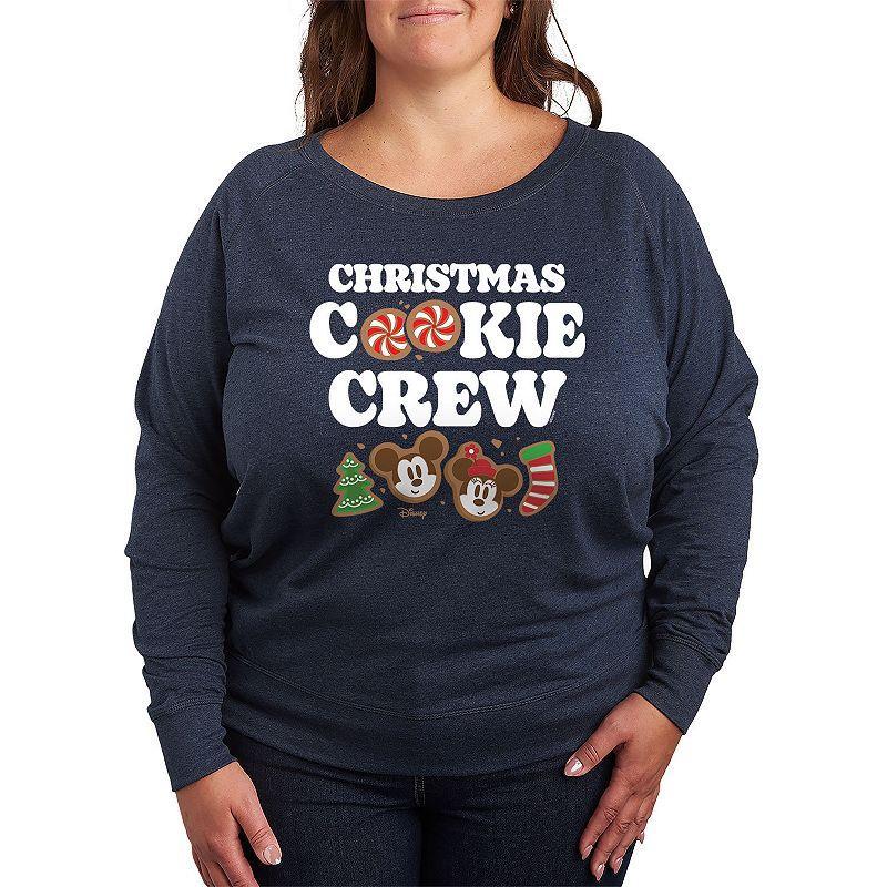 Disney's Mickey & Minnie Mouse Plus Size Christmas Cookie Crew French Terry Long Sleeve Tee, Women's, Size: 1XL, Grey Heather Product Image