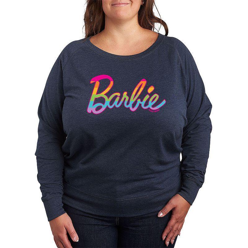 Plus Size Barbie® Pride Rainbow Fill French Terry Long Sleeve Tee, Women's, Size: 2XL, Beige Khaki Product Image